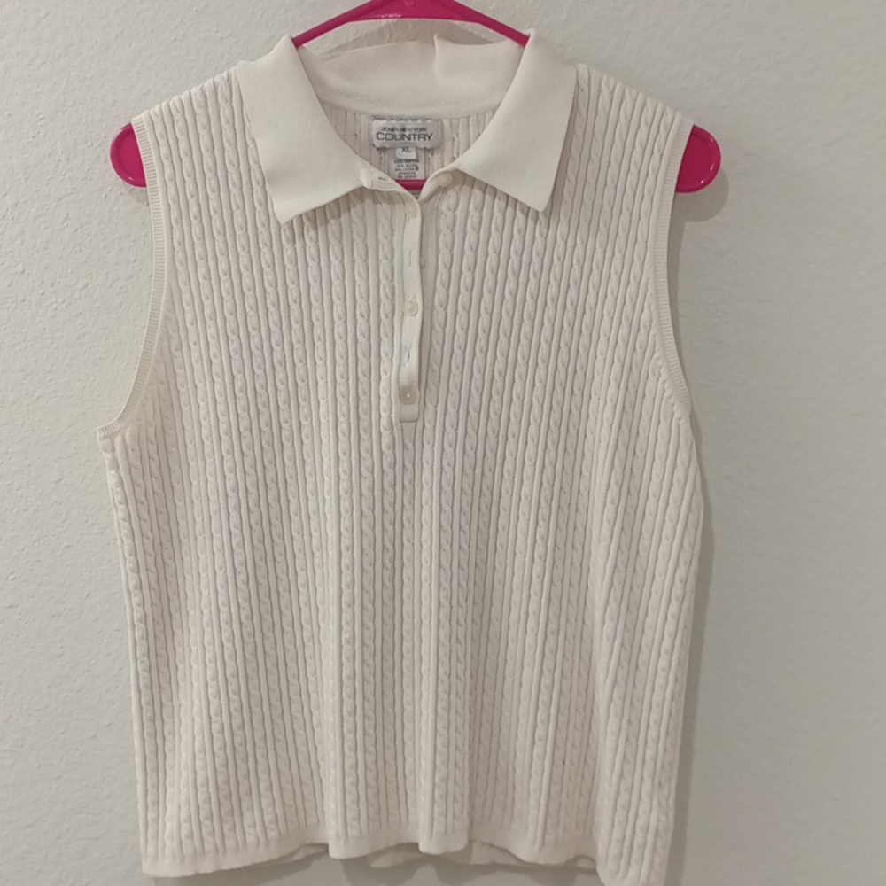Jones New York Country White sweater Tank Top Size XL - Picture 2 of 6